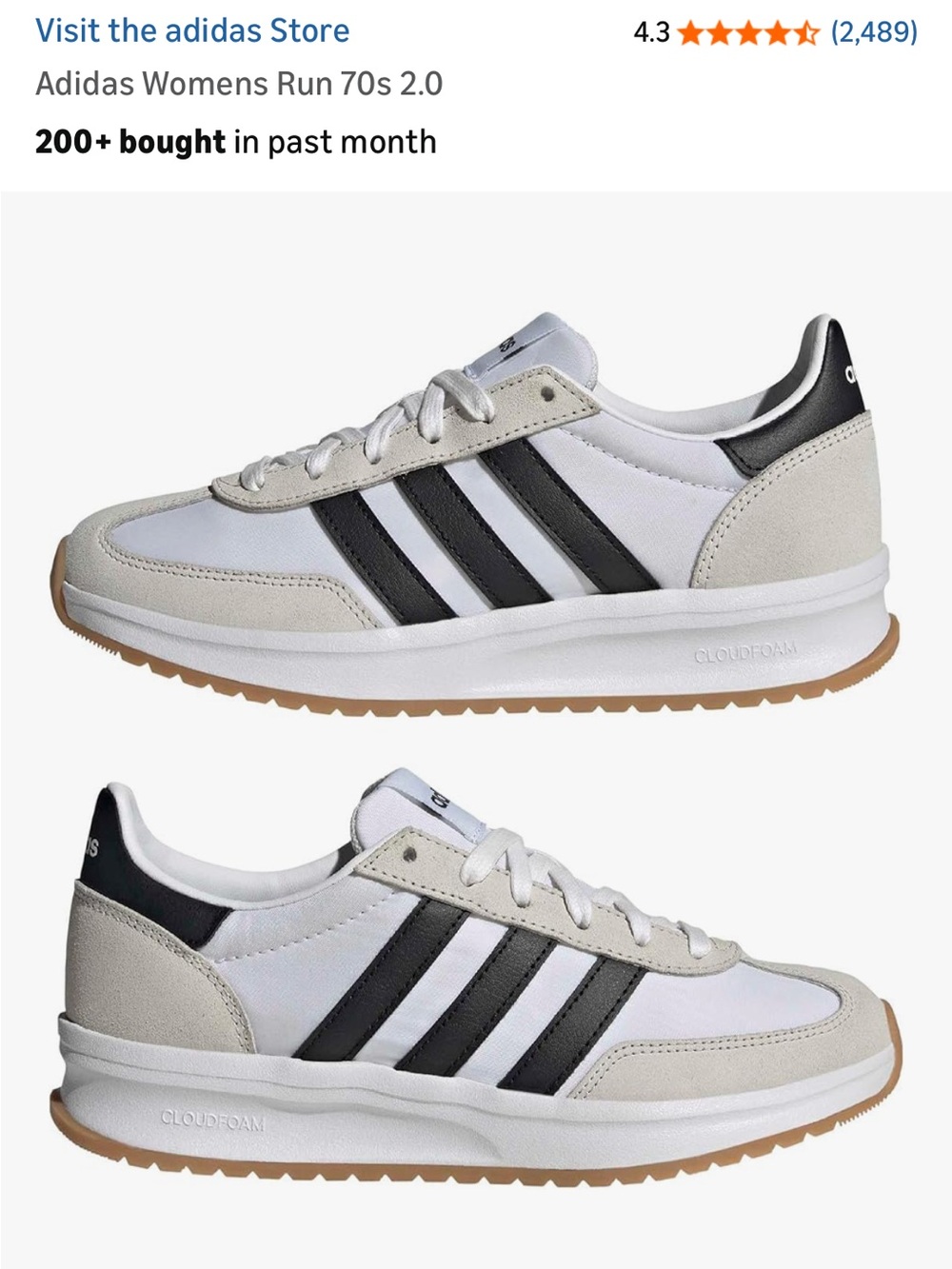 adidas run 70s 2.0  White & Black Low-Top Sneakers with Gum Outsole